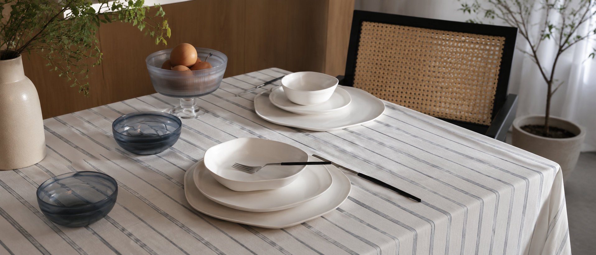 Thoughtfully arranged everyday tableware
