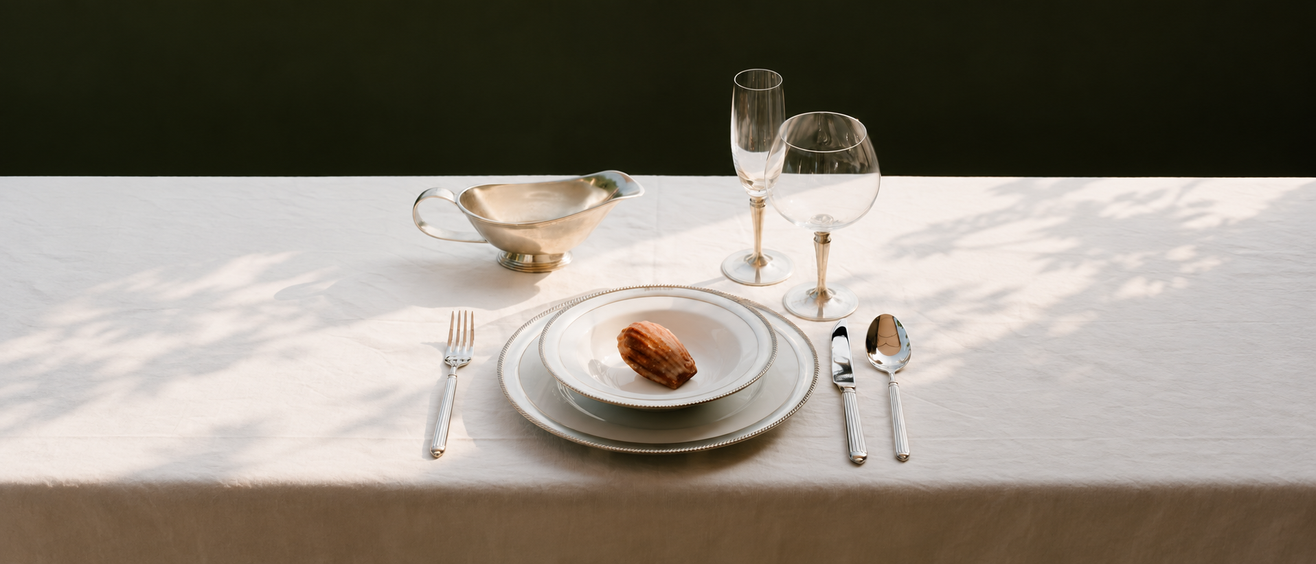 Everyday table setting with tableware